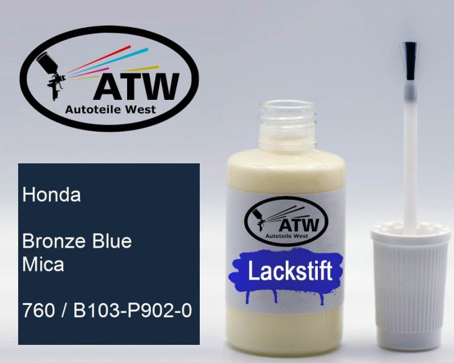 Honda, Bronze Blue Mica, 760 / B103-P902-0: 20ml Lackstift, von ATW Autoteile West.